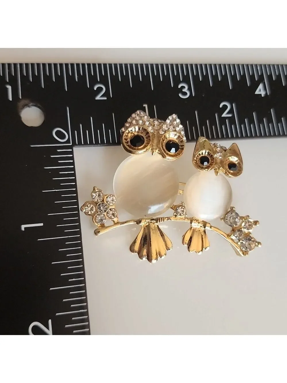 Owl Mother And Owlet Moonstoone Body Simulated Diamond flower